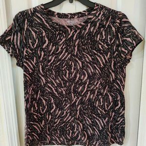 Athleta Organic Daily Printed Short Sleeve T-Shirt Animal Print Medium